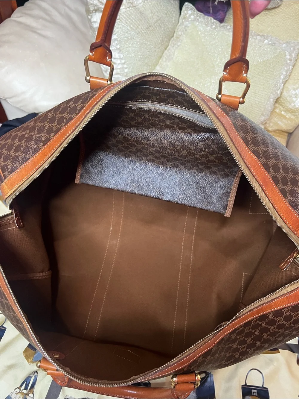 Authentic Vintage Celine Macadam Boston Travel Duffel Bag Italy COA